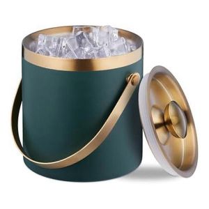 Seau À Glace, Acier Inoxydable, Double Paroi, Seau À Glace Avec Couvercle Et Poignée, 2 L, Seau À Glaçons Vert - Neuf