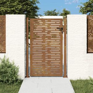 Prolenta Premium - Portail De Jardin 100x125 Cm En Acier Corten, Design Carr&eacute; - Neuf