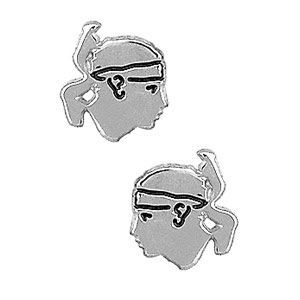 Boucles D'oreilles Argent Rhodi&eacute; T&ecirc;te De Maure (Corse) - Neuf