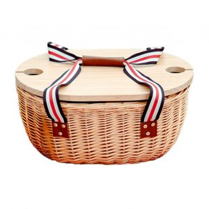 Panier De Pique-Nique En Osier, Sac Isotherme Portable Tisse Pour Le Camping, Les Voyages, Les Fetes D'ete, Les Pique-Niques En Famille Et Le Jardin - Neuf