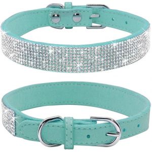 Kal-Collier Pour Chien Avec Strass, En Cuir Synthétique Doux, Taille Xs, Bleu - Neuf