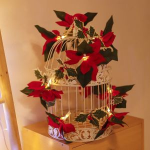 Guirlande Lumineuse De Noël À Led, Décor De Fleurs Rouges Et De Fruits Rouges - Neuf