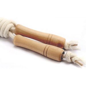 Corde À Sauter Réglable Pour Enfants - Poignées En Bois, Tressée En Coton, Corde À Sauter Amusante Pour L'intérieur Et L'extérieur, Sûre Et Non Toxique - Neuf