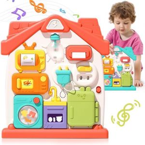 TDRFL-Busy Board Montessori &Acirc;ge 1 An B&eacute;b&eacute; Jouets Montessori Busy Board 1 2 3 Ans En 8 En 1 Tableau Activit&eacute; Sensoriel Parcours Motricit&eacute; B&eacute;b&eacute; Jeux Educatif Enfant Jouet Enfant Pour (Rouge) - Neuf