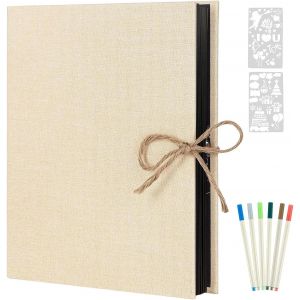 Album Photo Adh&eacute;sif Scrapbooking,Lin Traditionnel 60 Pages Noir,Cadeau Maitre d'&eacute;cole Homme Femme Couple Cadeau Anniversaire Mariage (Blanc) - Neuf