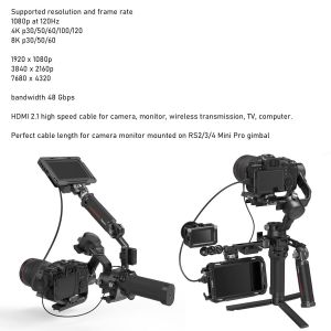 Câble Mini Hdmi Vers Hdmi 4K 8K 60P Pour Appareil Photo Atomos Ninja V Inferno Smallhd Moniteur Canon Sony Hdr-Xr50 Z5 Z6Ii Z7Ii D750 Coudé À Gauche 50 Cm[Z4119] - Neuf