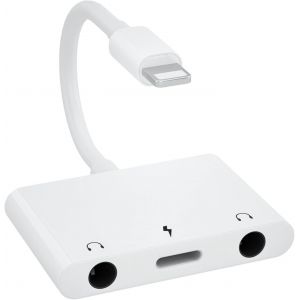 JEXNOVASHOP-Adaptateur de Prise Casque 3,5 mm, 3 en 1 Light-ning vers Double Prise Audio Auxiliaire 3,5 mm, avec S&eacute;parateur de Charge, pour Phone 13/12/11/X/8/8plus/7/7plus, Pad/Pod, Soutenir iOS 15 - Neuf