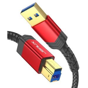 Câble USB 3.0 B [2 m, 5 Gbps] USB A vers USB type B Câble en nylon tressé Compatible avec station d'accueil, hub USB 3.0, disques durs externes, scanners, imprimantes, etc. Rouge - Neuf