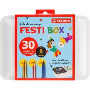 Eryi-Festi'box - Boîte De Coloriage À Décorer - 30 Feutres De Coloriage Et Crayons De Couleurs - Neuf