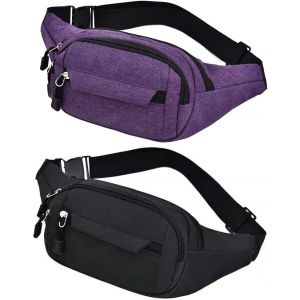 KALANKA-Lot de 2 Sac Banane Femme & Homme, Sac Banane Unisexe, Sacoche Banane Ville, Sac Banane étanche avec Sangle réglable pour l'extérieur, Fitness, Course, Voyages, Randonnée - Neuf