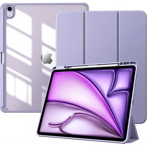 Coque pour Nouvel iPad Air 13 Pouces (M3/M2-2025/2024) avec Porte-Stylet, &Eacute;tui Fine Mise en Sommeil/R&eacute;veil Auto, Housse Arri&egrave;re Transparente avec Support pour iPad Air 13, Taro Violet - Neuf