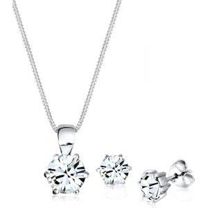 Parure De Bijoux Femme Basic Avec Cristaux En Argent Sterling 925 - Neuf
