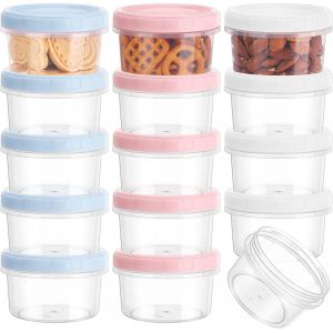 Checarzhn--No1-Lot De 15 Petits Récipients Alimentaires Avec Couvercles, 200 Ml En Plastique Hermétique, Réutilisables Et Empilables Pour Déjeuner, Collation, Micro-Ondes, Congélateur - Neuf