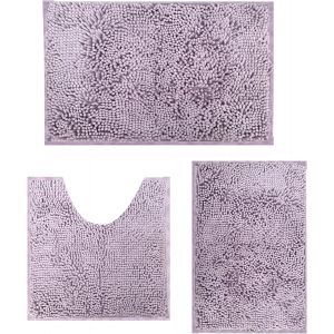 Kal-Lot De 3 Tapis De Bain Antidérapants Et Lavables - Pour Douche, Baignoire, Wc - Violet Clair - Neuf
