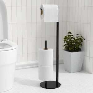 KAL-Support De Papier Toilette Noir Mat, Porte-Rouleau De Papier Toilette Autoportant Pour Le Stockage Du Papier, Distributeur De Papier Toilette En Acier Inoxydable Pour 3 Rouleaux De Papier - Neuf