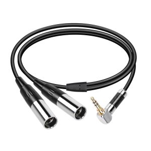 Dual Mini XLR vers 3,5 mm c&acirc;ble micro st&eacute;r&eacute;o,90 degr&eacute;s 3,5 mm 1/8"" TRS m&acirc;le vers 2 Mini XLR m&acirc;le Y Splitter Cordon,pour conversion audio-MM1.6FT - Neuf