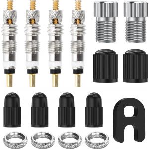 Kal-Lot De 17 Valves Presta Presta De Rechange Pour Valve De Vélo Français - Insert De Valve - Clé De Valve - Capuchon - Écrou De Jante - Adaptateur De Valve Sv Av - Pompe À Air Schrader Sans Chambre - Neuf