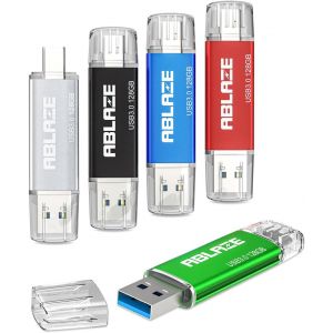 ChenQuanSarl-Lot De 5 Clés Usb C De 128 Go - Double Usb 3.0 De Type C - Haute Vitesse - Stockage De Données Pour Smartphones, Tablettes, Mac, Voiture Et Ordinateur Portable (5 Couleurs) - Neuf