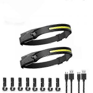 Lot De 2 Lampes Frontales Led Rechargeables - 350 Lumens Avec 6 Modes D'éclairage Pour Activités De Plein Air, Camping Et Urgences - Neuf