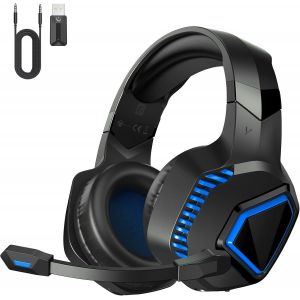 Casque Gaming, Casque Bluetooth Sans Fil pour PS5/PC/Switch/Mac, Casque PS5 avec Microphone à Réduction de Bruit, Bluetooth 5.2, Son Surround 3D, Casque Gamer avec Câble 3,5mm pour Xbox Series. - Neuf