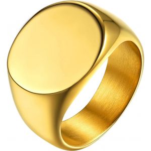 Tianyi-Goldchic Bague Homme Chevalière Personnalisé Prénom Initial Monogramme Acier Inoxydable Anneau Garçon Gotique-[Carré-Argenté/Or/Noir]-Bijoux Cadeau Pour Mari Père Couple Anniversaire - Neuf