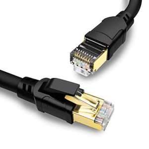 TIANYI-Cat 8 Cable Ethernet 6M RJ45 C&acirc;ble Internet 40Gbps 2000MHz Super D&eacute;bit C&acirc;ble R&eacute;seau Blind&eacute; Lan S/FTP 5m Noir, Plus rapide que Cat7/Cat6 - Neuf