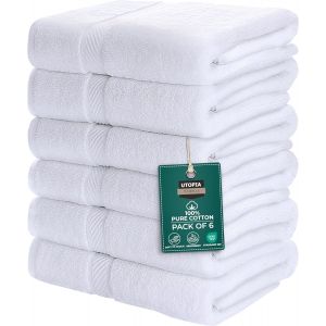 - Lot De 6 Serviettes De Bain 100% Coton Fil&eacute; &Agrave; L'anneau (60 X 120 Cm), Moyennes, L&eacute;g&egrave;res Et Tr&egrave;s Absorbantes, S&eacute;chage Rapide, Pour H&ocirc;tel, Spa Et Salle De Bains (Blanc) - Neuf