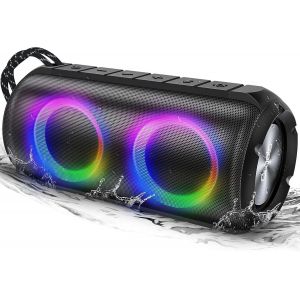 lbgwp60-Haut-Parleur Bluetooth Portable Avec Son Stéréo De 40 W, Haut-Parleur Sans Fil Avec Lumières Rvb, 24 Heures D'Autonomie, Entrée Auxiliaire, Bluetooth 5.3, Étanchéité Ipx6 Pour L'Extérieur, La - Neuf
