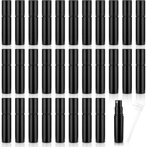 Sansh-Cobee Lot De 30 Mini Flacons Pulvérisateurs De 3 Ml - Rechargeables - Vaporisateurs Vides - Avec Distributeur - En Polypropylène - Portable - Pour Les Voyages Et L'extérieur - Noir - Neuf