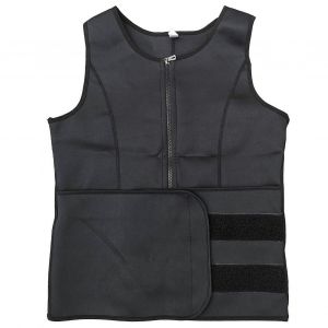 Homme Waist Trainer Zipper Workout Sweat Sauna Tummy Control Ceinture Réglable Body Shaper Gilet Pour Marcher Ride Run Body Building Noir L - Neuf