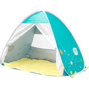 Checarzhn--No1-Grande Tente Anti-Uv Bébé, Haute Protection Solaire Upf 50+, Tente De Plage ""Pop Up"", Tapis De Sol & Moustiquaire, Ouverte H90 X L120 X P70 Cm, Jaune & Turquo - Neuf