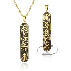 Kal-Collier Viking Pour Homme Et Femme En Acier Inoxydable Avec Pendentif Runes Nordiques Triquetra Triskel Valknut Vintage Amulette Cadeau - Neuf