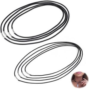 Collier Homme Femmes Cordon Collier 2mm / 3mm Cha&icirc;ne En Cuir Homme Noir - Neuf