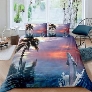 Ensemble De Housse De Couette Th&iquest;&iquest;Me Dauphin - Ensemble De Housse De Couette Imprim&iquest;&iquest;E En D Ensemble De Literie En Microfibre Respirante (Dauphin , - Neuf