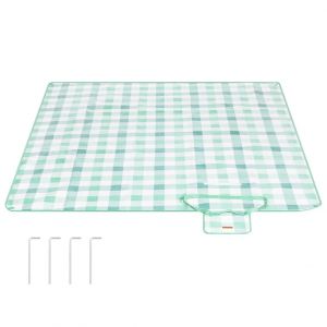 Couverture De Pique-Nique 4 Piquets De Sol Grand Tapis Pour Camping Jardin Plage Ext&eacute;rieur Hydrofuge Pliable Portable Vert Helloshop26 12_0005260 - Neuf