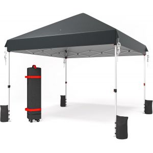 Ulteronixshop-Tonnelle Pop-Up 3 X 3 Cm, &Eacute;tanche, Stable, Pliable, Avec Poids, Pliable En Hauteur Avec Sac &Agrave; Roulettes, Tente De R&eacute;ception, Protection Uv 50+, Gris Fonc&eacute; - Neuf