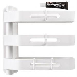 Hjlian Etagere De Rangement Murale Rotative A 180 Degres Pour Salle De Bain, A Plusieurs Niveaux Et Sans Perforation (Blanc) - Neuf