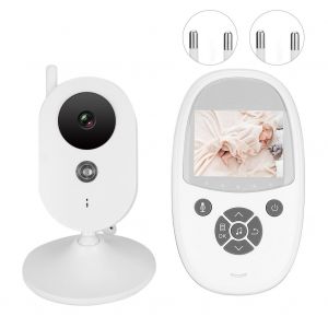 Mini Babyphone Sans Fil 2,4 Pouces, Vision Nocturne Infrarouge, Detection Des Pleurs, Surveillance De La Temperature, 100-240 Veu - Neuf