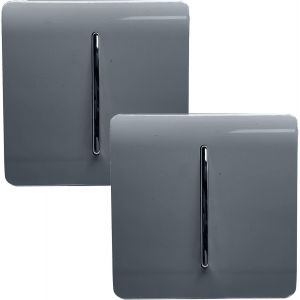 CHECARZHN--NO1-Trendi Lot De 2 Interrupteurs Tactiles À Bascule 1 Interrupteur 2 Voies Artistique Moderne Brillant 10 A Gris Chaud - Neuf