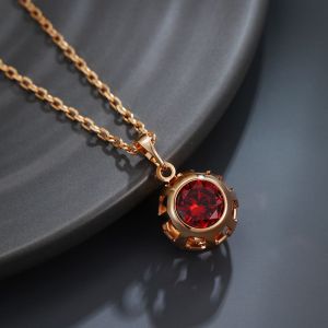 Collier Meilleur Pendentif Argent 925 Horloge Zircon Rouge Pour Femmes - Neuf