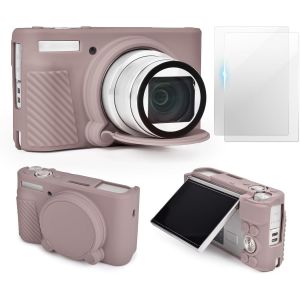 Sx740 Case [With 2 Lcd Tempered Films], Silicone Protective Case Compatible With Canon Powershot Sx730 Sx740 Hs,Case For Canon Sx740 Sx730 Camera, Grey, Casual - Neuf