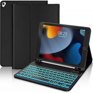 Clavier Coque Pour Ipad 9ème/8ème/7ème Génération 2021/2020/2019 10.2¿/Ipad Air 3 10.5"" 2019/Ipad Pro 10.5, Azerty Français Magnétique Amovible Clavier Bluetooth Etui Avec Porte Crayon, Noir - Neuf