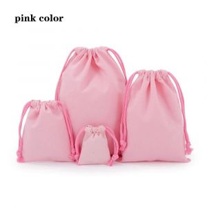 Sac &Agrave; Cordon Couleur Sac &Agrave; Bijoux Organisateur Fourre-Tout En Coton Sacs &Agrave; Main Portables Sac D'&Eacute;picerie En Toile Sac De Rangement De Voyage Pliable.Pink Color.13X16Cm-10Pcs - Neuf