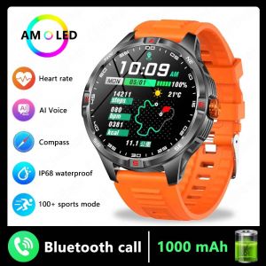 1000Mah Ultra-Longue Dur&eacute;e De Vie De La Batterie Montre Intelligente Hommes En Plein Air Compas Fitness Montres Gps Sport Bluetooth Appel Smartwatch Homme 2025 Nouveau.Orange. - Neuf
