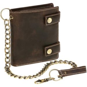 Biker Portefeuille Pour Homme Et Femme Avec La Cha&icirc;ne Vintage-Style, Cuir V&eacute;ritable, Marron Vintage-Collection - Neuf