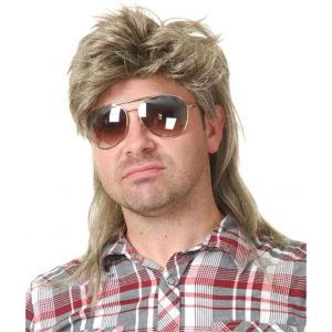 Kalanka-Hommes Mullet Perruque 70 's 80 Vintage Cosplay Costume Perruque Rock Disco Fantaisie Perruque Blonde - Neuf