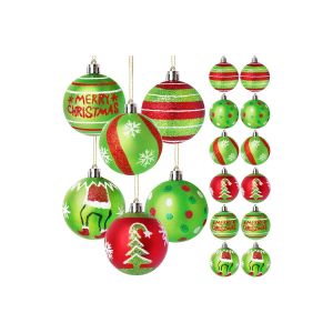 Lot de 12 boules de No&euml;l rouges et vertes de 6 cm pour d&eacute;corer le sapin - Neuf