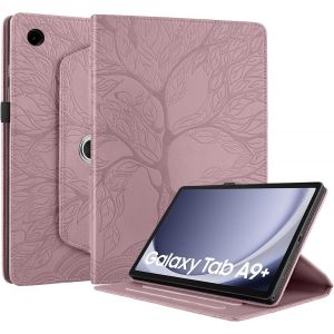 Coque Samsung Galaxy Tab A9+/A9 Plus 11 Pouces 2023 Sm-X210/X215/X216 Étui Support Rotatif À 360 Degrés Pu Cuir Housse De Protection Portefeuille Tablet Étui Galaxy Tab A9+ 11"" 2023 Rose Gold - Neuf