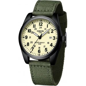 Eryi-Montre Pour Homme - Montre Militaire À Quartz Analogique - Montre D'affaires Étanche - Montre À Quartz Avec Date - Bracelet En Nylon - Neuf