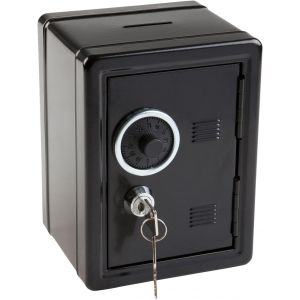 Noir - Tirelire, environ 12 x 10 x 16 cm, pour que les enfants puissent ranger en toute sécurité de l'argent, des objets de valeur et d'autres objets importants. - Neuf